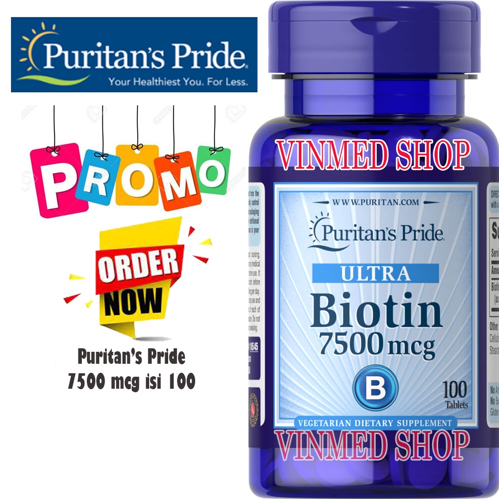 Biotin Puritans Pride 7500mcg @100 Tabs MADE IN USA