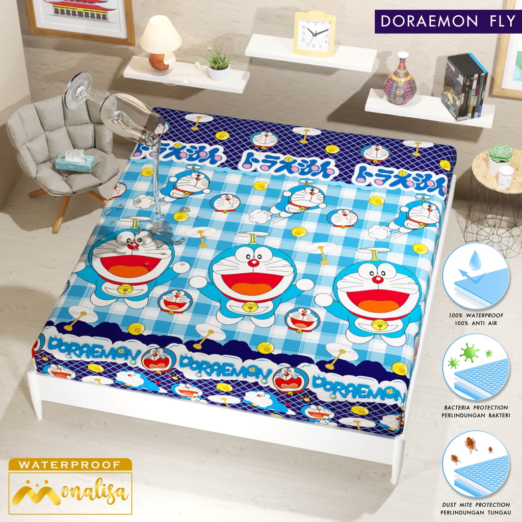 Monalisa Waterproof Sprei Uk 160/180 - Doraemon Fly