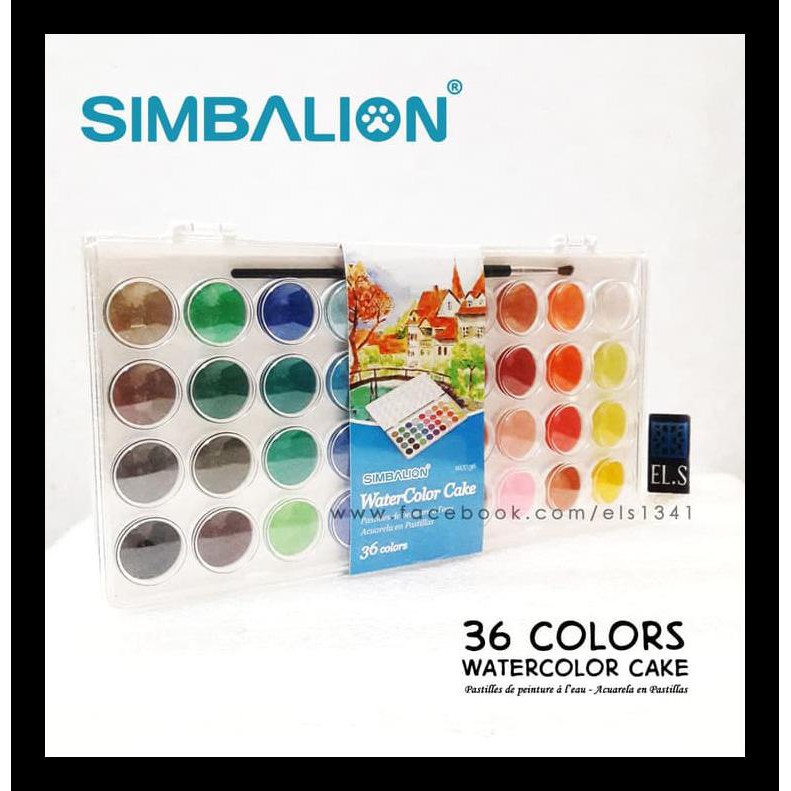 

BARU SIMBALION WATERCOLOR CAKE 36 COLORS PERALATAN MELUKIS MURAH TERLENGKAP