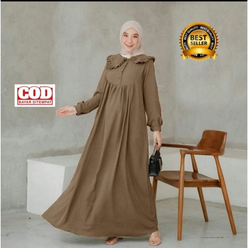 Baju Gamis Wanita Muslim Katun Rayon Polos Jumbo Busui Terbaru Dres Dress Katun Polos Jumbo Busui