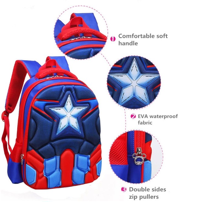 3D Emboss Tas Backpack Ransel anak sekolah karakter Spiderman Tahan Air