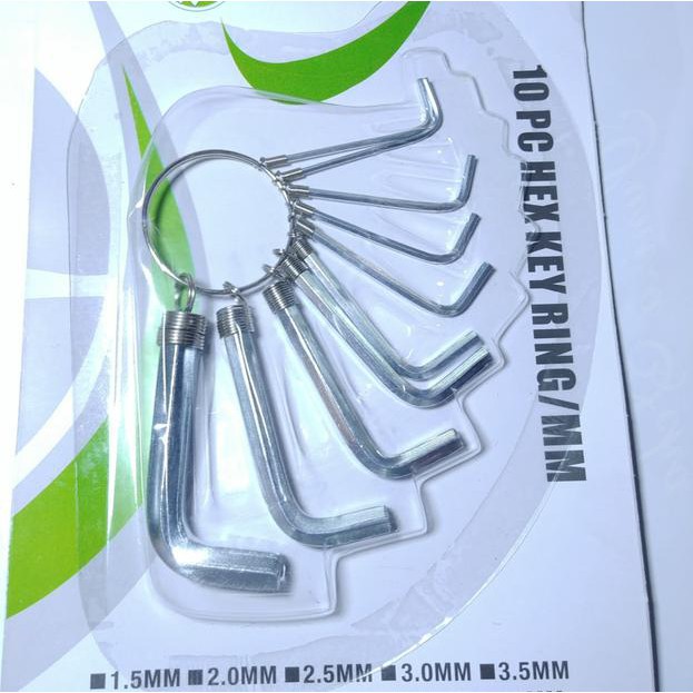 Set Kunci L Hex Key Ring Isi 10 PCS Tools Wrench - Kunci L Wanly