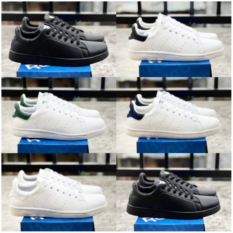 Sepatu Adidas Stansmith Pria Bahan Kulit Sneakers Casual Warna Putih