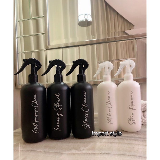 botol spray N24 HITAM PUTIH 500ml SILVER CHIC . aesthetic bottle minimalist refill organizer laundry room serbaguna estetik