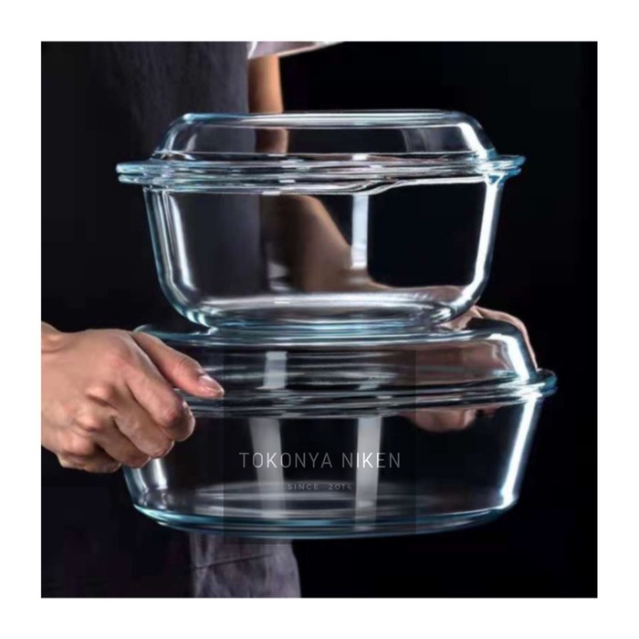 Loyang Kaca - Set Wadah Saji Loyang Kaca Casserole Oven Microwave Safe