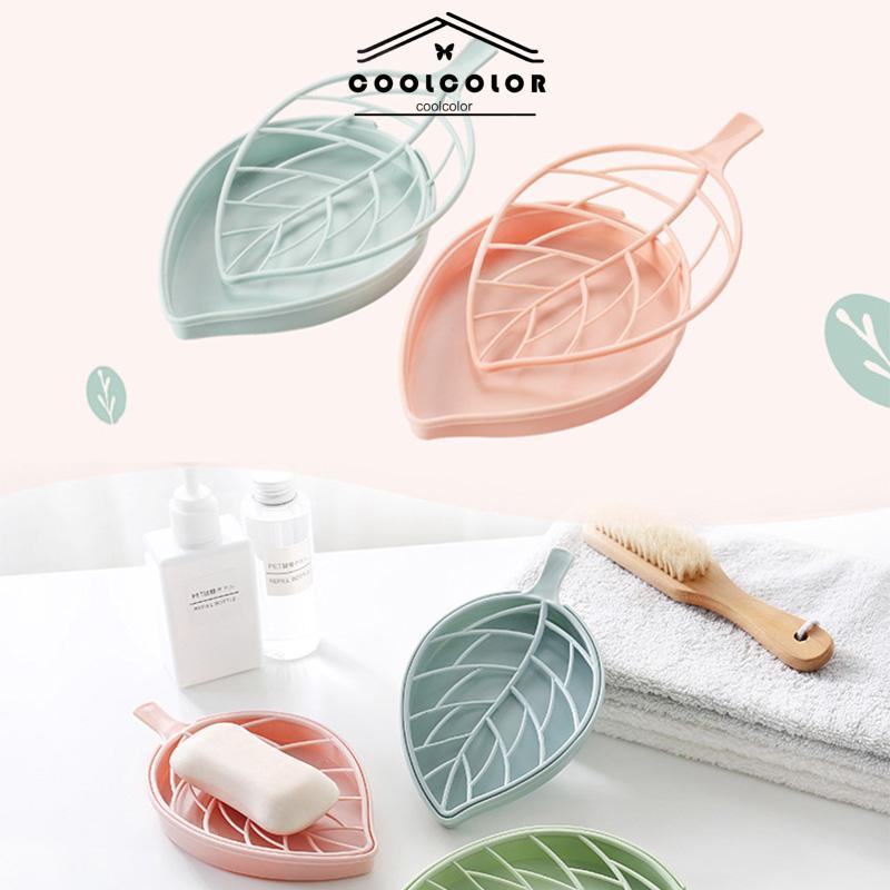 CODKotak Sabun Daun Kreatif Kamar Mandi Gratis Punch Suction Cup Toilet Drain Soap Rack- cl