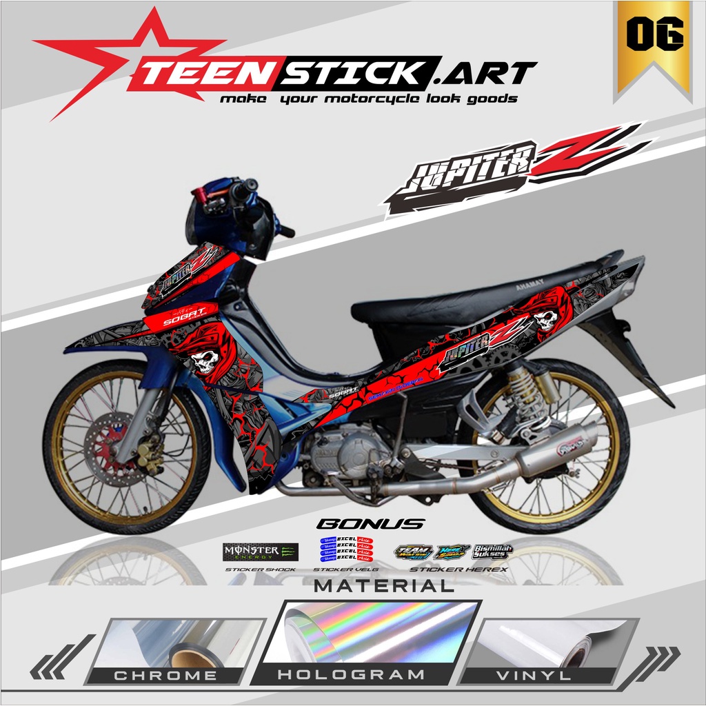 STRIPING JUPITER Z BURHAN - STRIPING HOLOGRAM YAMAHA JUPITER Z BURHAN 2006-2009 TENGKORAK