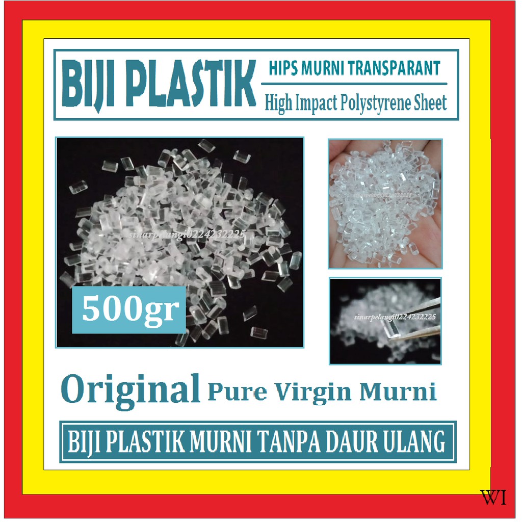 Jual BIJI PLASTIK PLASTIC PURE HIPS HIGH IMPACT POLYSTYRENE MURNI TRANSPARANT ASLI 380062