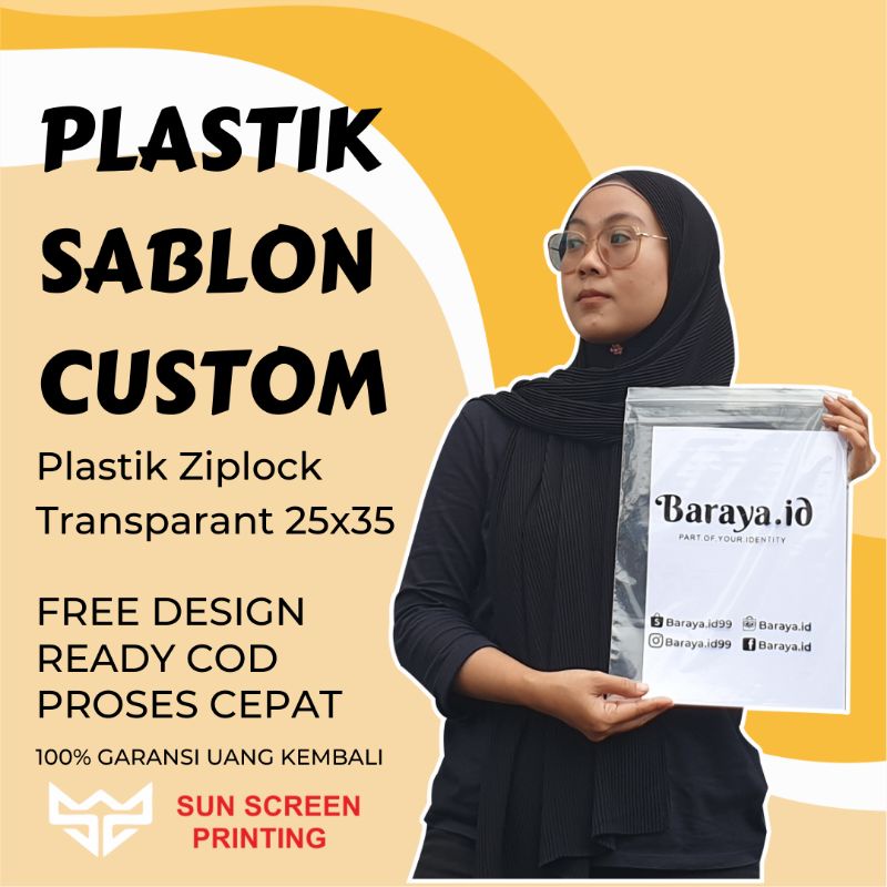 Sablon Plastik Packing Olshop Ziplock Tanpa Plong 25x35 Free Design