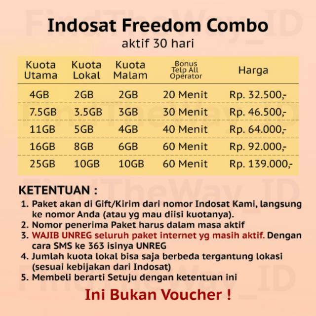 Indosat Freedom Combo 4gb 7 5gb 11gb 16gb 25gb 30 Hari Shopee Indonesia