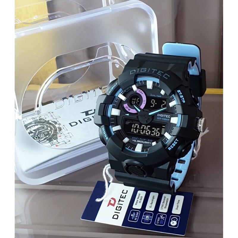 JAM TANGAN DIGITEC DG 4112 DG4112 PRIA RUBBER  DUAL TIME ORIGINAL