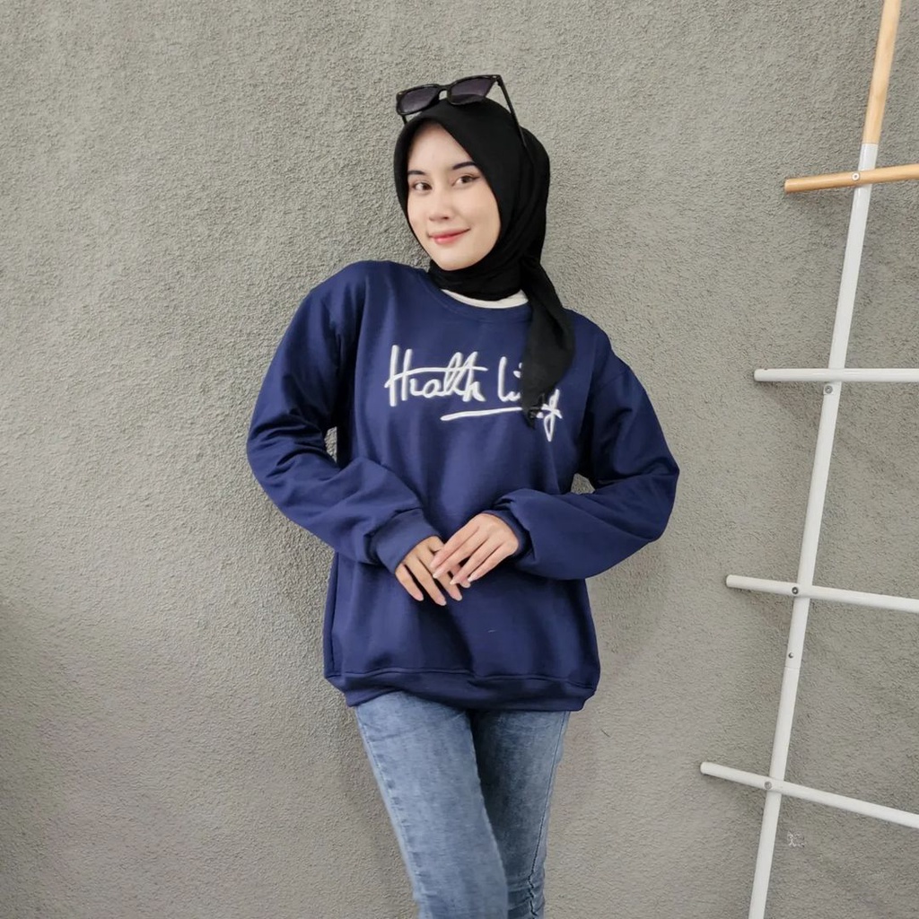 MR KACAMATA Oversize Sweater Crewneck Oblong Bahan Fleece | Unisex Sweater Terbaru Fashion Terkini Korean Style