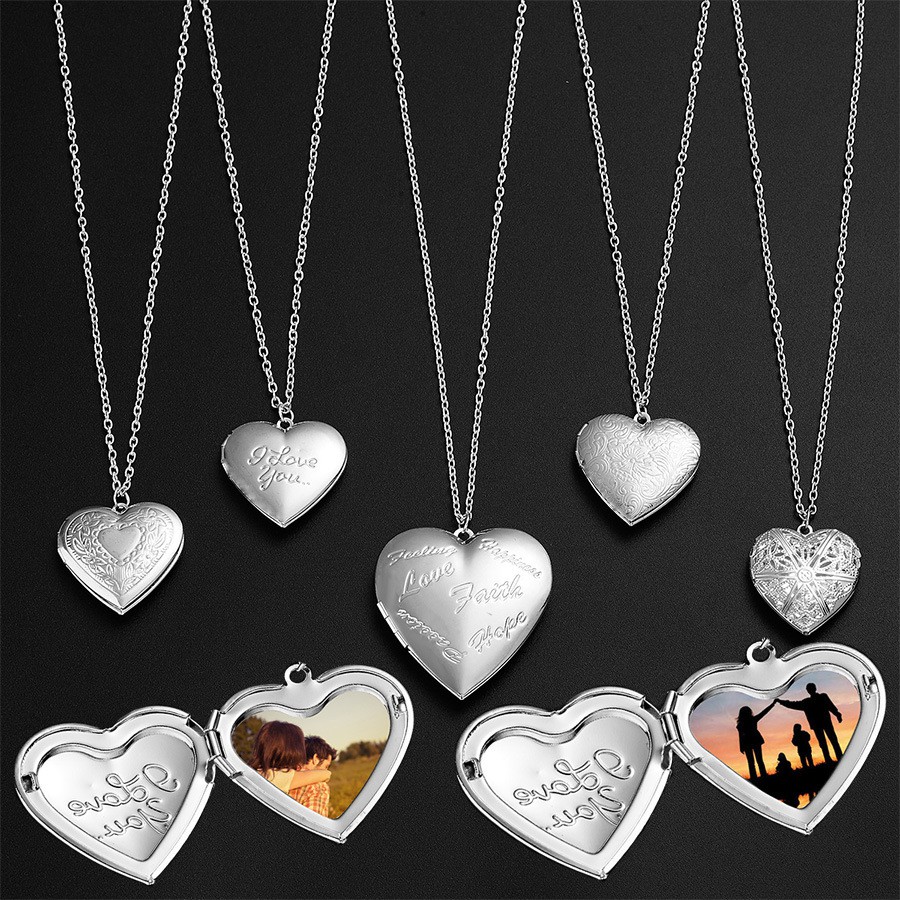 Kalung loket hati isi foto model korea terbaru lucu bagus hadiah valentine dan anniversary silver