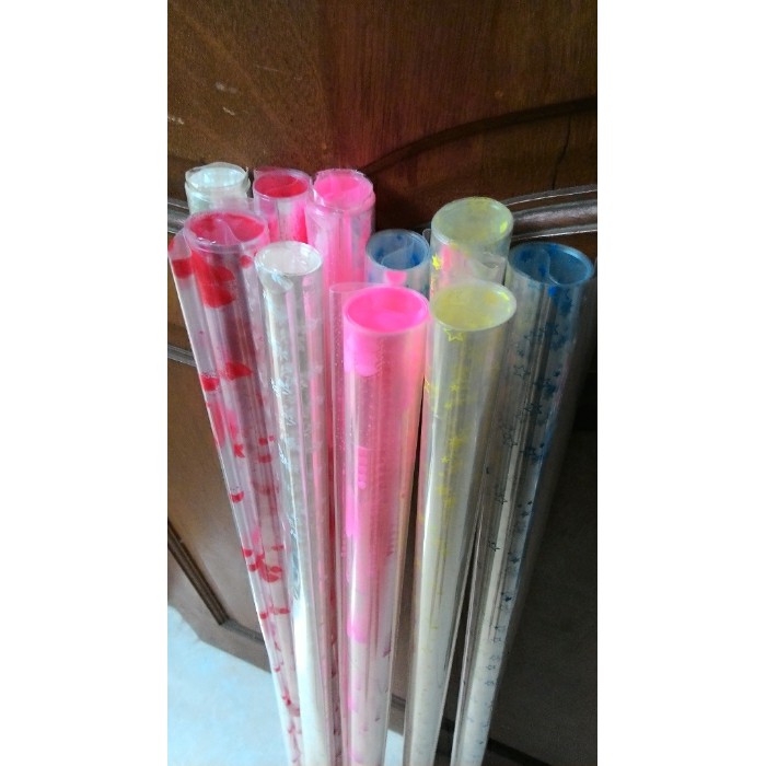 

TEBAL, isi 5 lembar plastik parcel / bunga motif - Biru