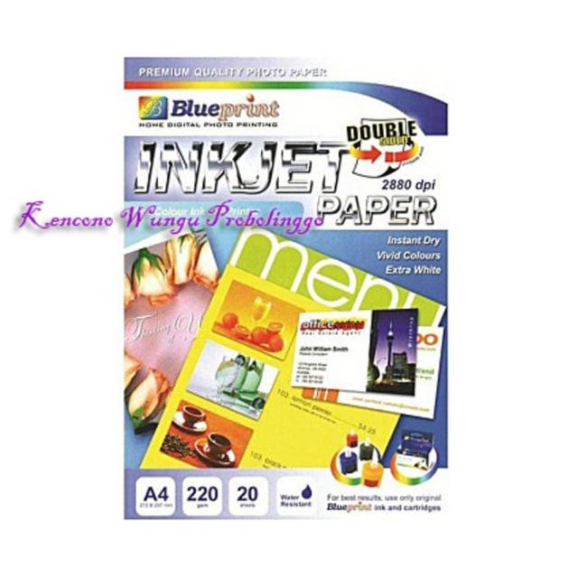 

Blueprint Double Sided Inkjet Paper A4 220gsm 20 lembar
