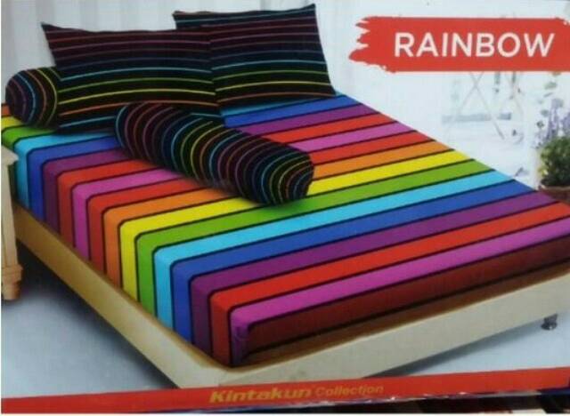 SPREI/SEPRAI KINTAKUN MOTIF RAINBOW PELANGI/POLKADOT UNGU UK KING 180