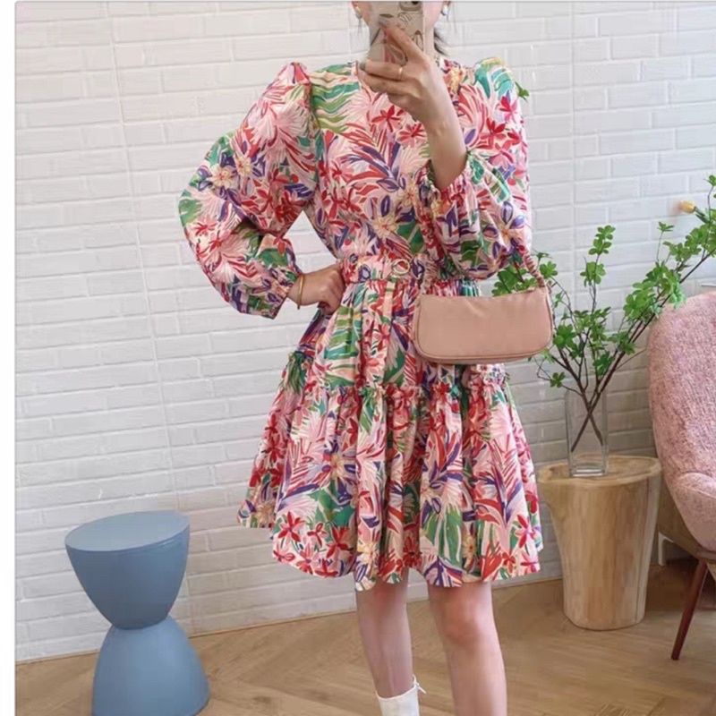 MDLV ~ 1884 WILLOWNA DRESS KOREA DRESS MIDI FLOWER DRESS WANITA DRESS PREMIUM FASHION IMPORT