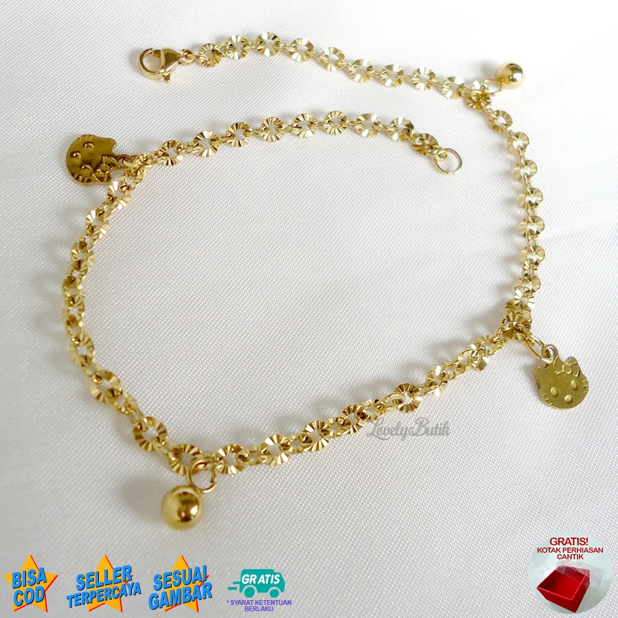 Lovelybutik Gelang Kaki Dewasa Titanium Anti Karat Cutie Gelang Kaki Wanita Titanium Rantai Nori Donat Ukuran 27 Cm BONUS TEMPAT PERHIASAN