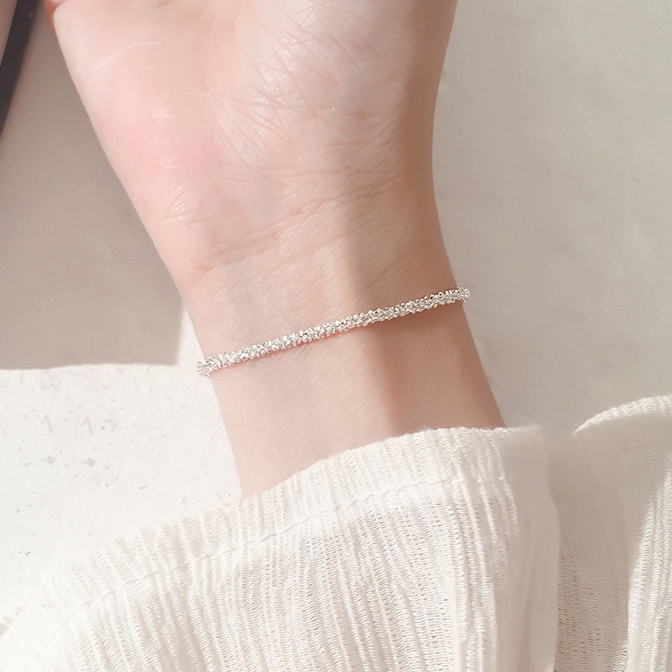 Gelang Bangle S925 Silver Titanium Steel Adjustable Untuk Wanita