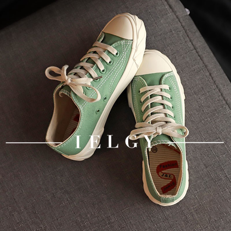 IELGY Sepatu  Sneakers  Model Korea Bahan Kanvas Warna Putih  