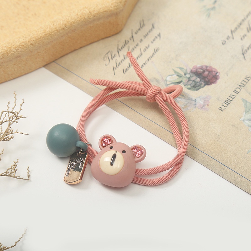 MURMURE.ID | KARET IKAT RAMBUT ALA KOREA MOTIF BERUANG BEAR HAIRTIE / IKAT RAMBUT MOTIF BERUANG HA146-PINK