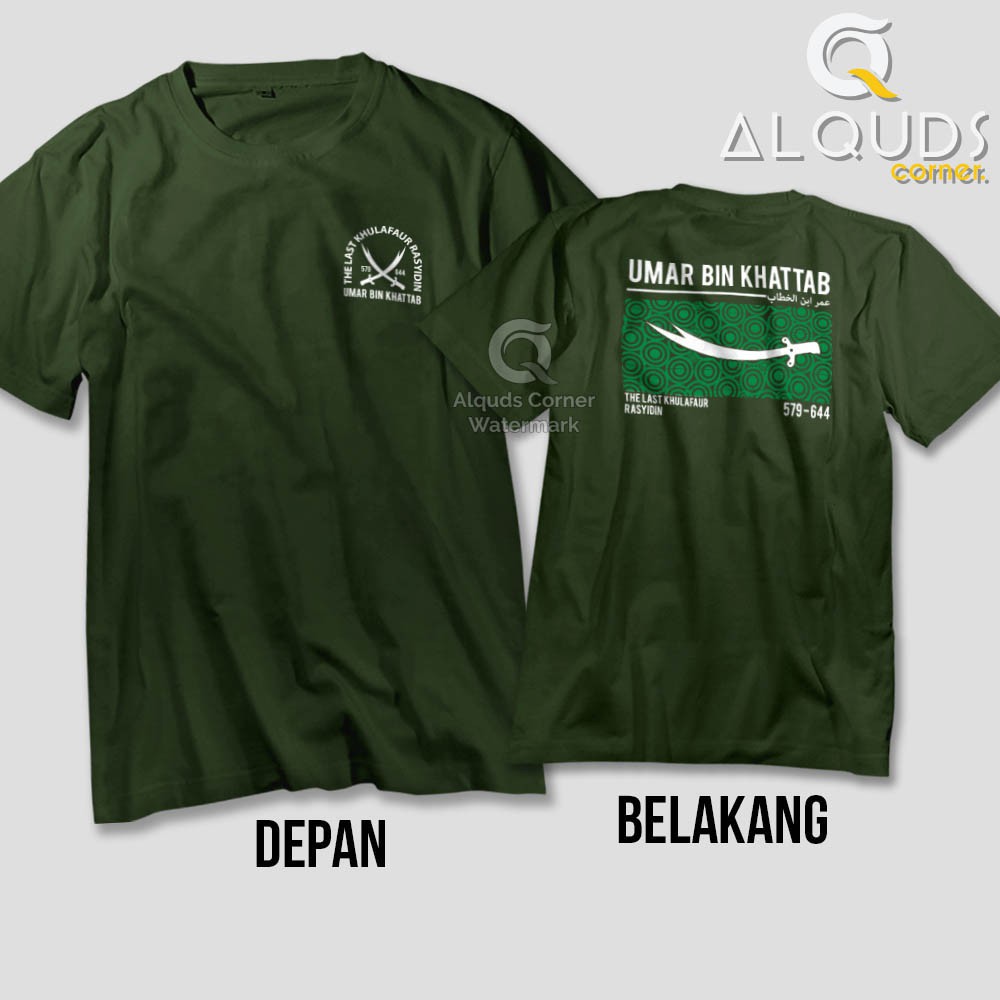 Kaos Dakwah Islami UMAR BIN KHATTAB Last Khulafaur Rasyidin / Baju Distro Santri Tokoh Muslim / 5991-4