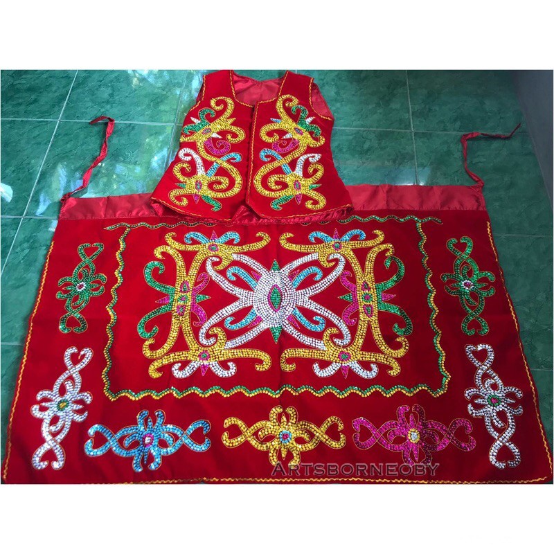 BAJU DAYAK DEWASA MERAH CEWEK