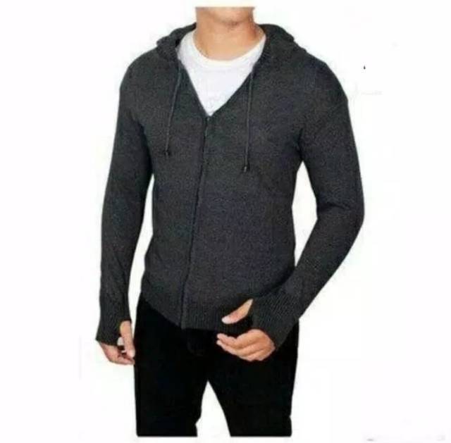 Sweater rajut ariel lengan panjang pakai pakai hoodie pakaian pria