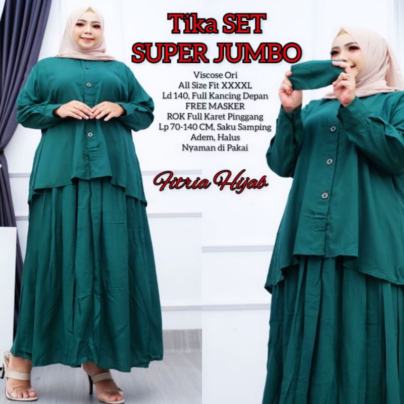 SETELAN POLOS SUPER JUMBO XXXXL TIKA SET MODEL CASUAL ORIGINAL FITRIA HIJAB