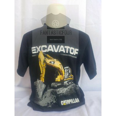 Termurah  Kaos Anak Excavator Caterpillar Hitam