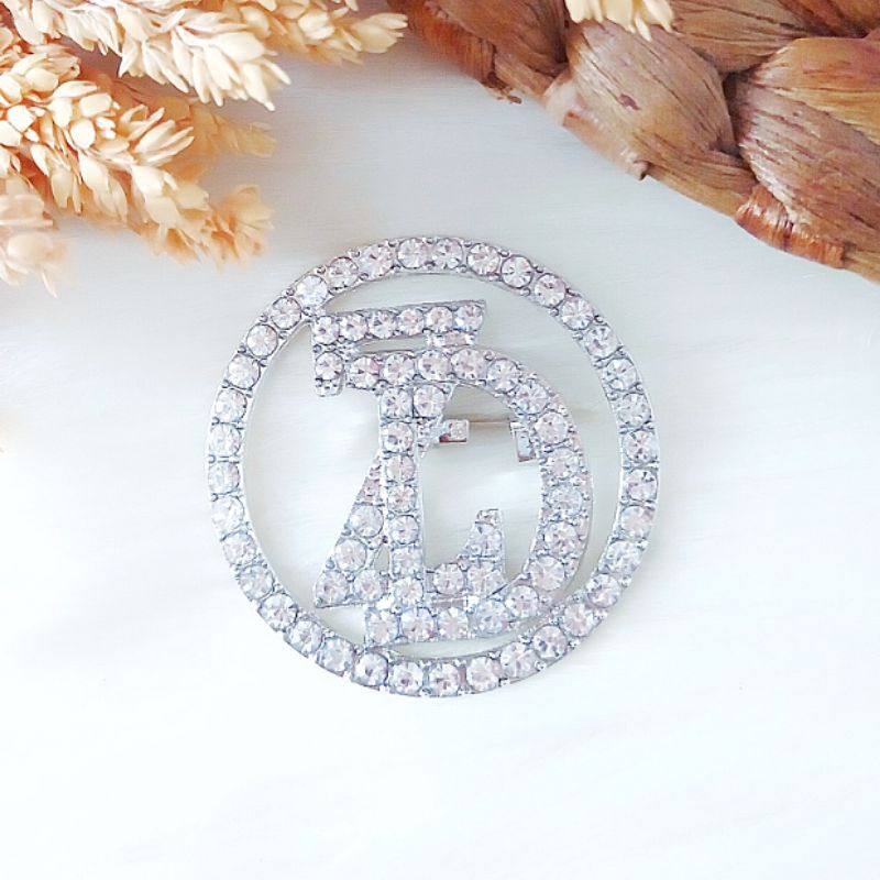 Bros B/bross signature branded /brooch button/Bros hijab buttonscarves Athar shop scarves murah-Zd bulat silver