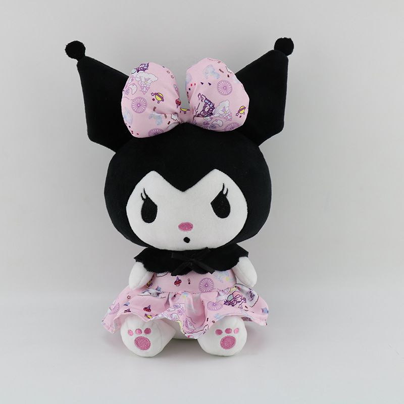 Ready Stock !!! New 10cm/3.9in Kuromi Lolita Plush Key Ring Maid Crossdresser Little Devil Bow Tie Bag Decoration