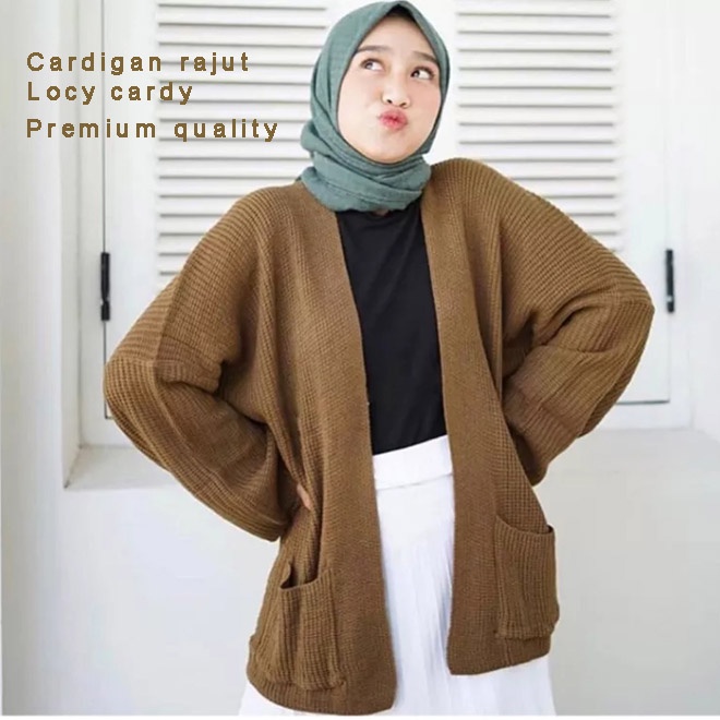 Sweater cardigan rajut oversize locy cardi premium wanita banyak pilihan warna pakaian baju atasan