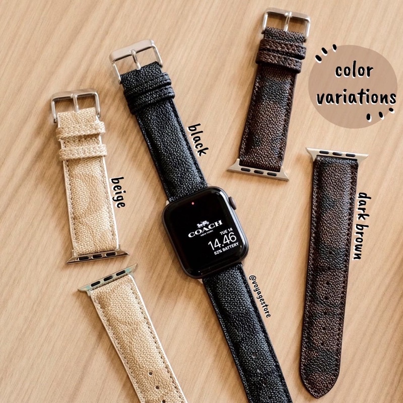 Strap iwatch coach classic iwatch series 8 Ultra 49mm 41mm 3 4 5 44mm kulit leather tali jam apple watch 40mm 22mm