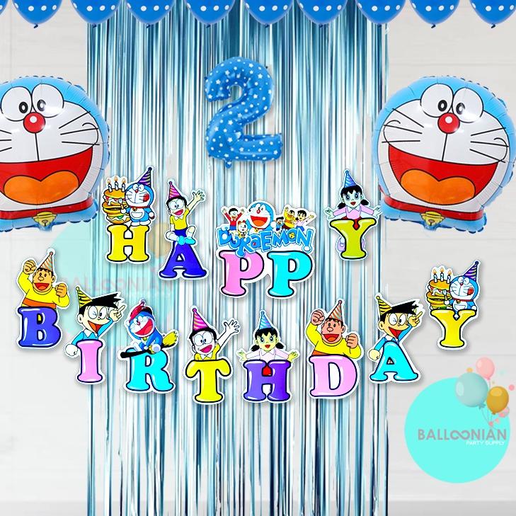 DORAEMON SIMPLE DEKORASI SET/BALON FOIL/DEKORASI ULANG TAHUN ANAK/PAKET BALON ULTAH