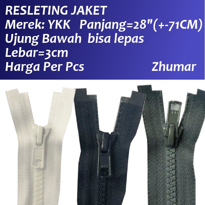 Resleting Restleting Sleting Jaket Jacket YKK 28Inchi 70cm ORIGINAL