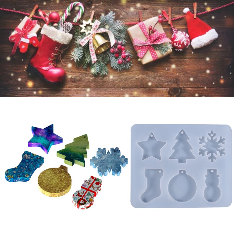 SIY  Christmas Snowflake Snowman Epoxy Resin Mold Pendants Ornaments Silicone Mould DIY Crafts Home Decorations Jewelry Casting Tool