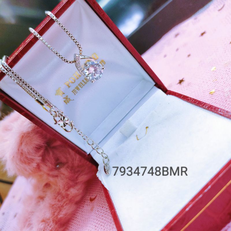 Kalung Silver Set Liontin Wanita Titanium Anti Karat Lapis Emas 748BMR