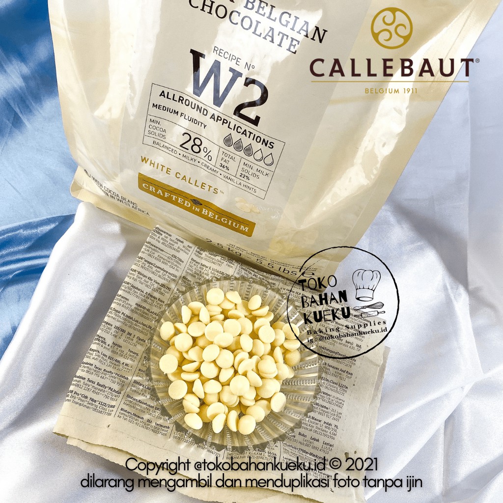 

BARRY CALLEBAUT White Chocolate Couverture Cokelat Putih W2 28% 100 gr