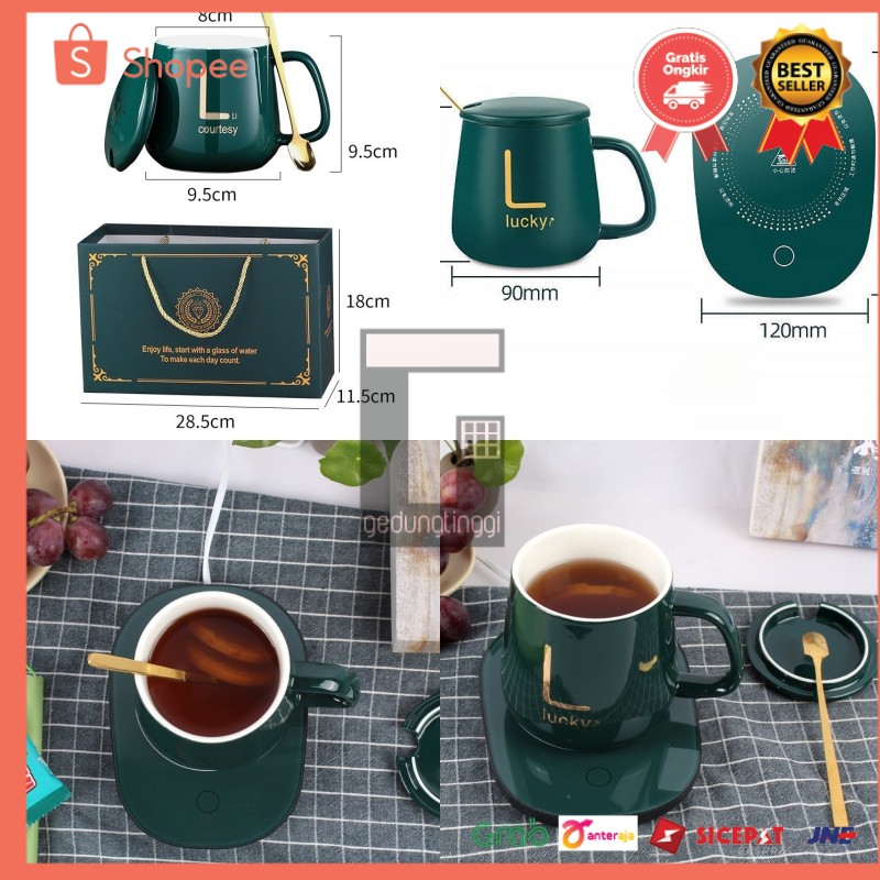 Cangkir Mug Gelas Cup Listrik Pemanas Air Kopi Teh Cup Coffee Warmer Electrik Hijau Putih Pink Merah