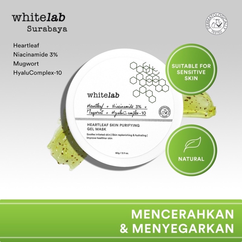 ORIGINAL WHITELAB Heartleaf Skin Purifying Gel Mask 60gr / White Lab Heart Leaf Masker Wajah / LEDI MART