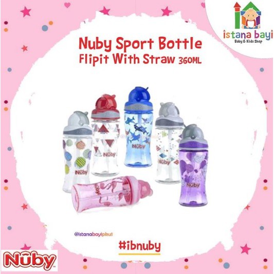 Nuby Thirsty Kids Flip It Boost - Botol Minum Anak 360ml Sport Bottle