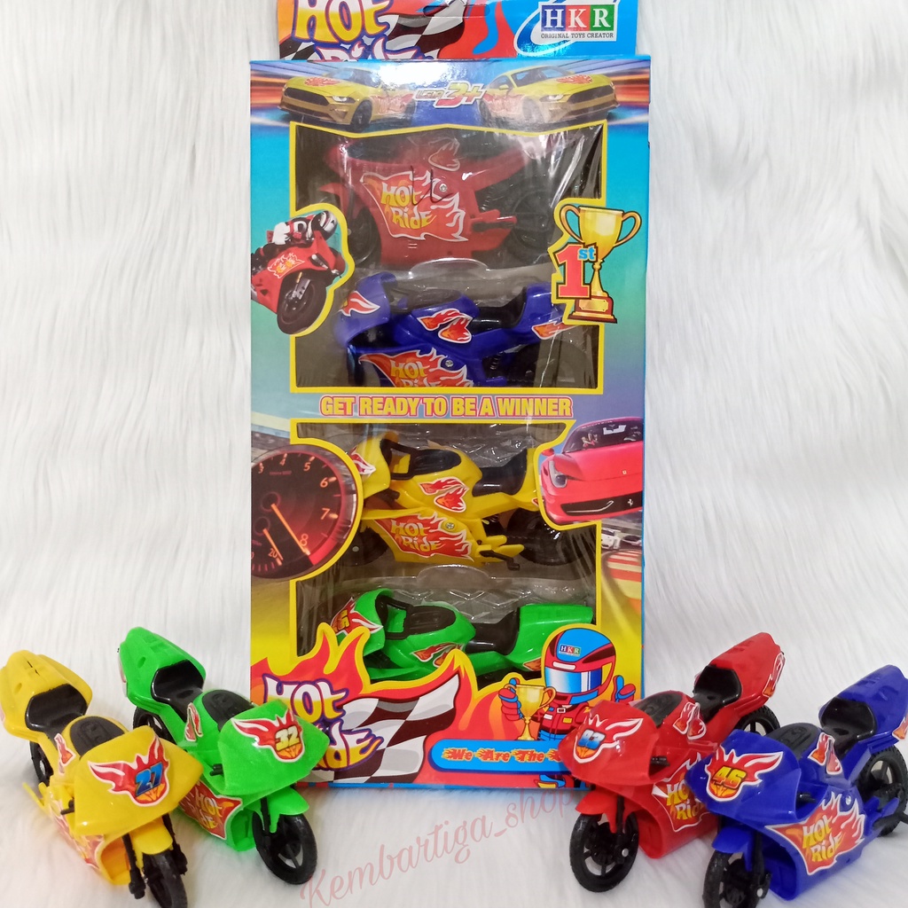 Mainan anak laki-laki hot ride motor sport mini motor-motoran kecil isi 4pcs 4 warna bisa bayar dite