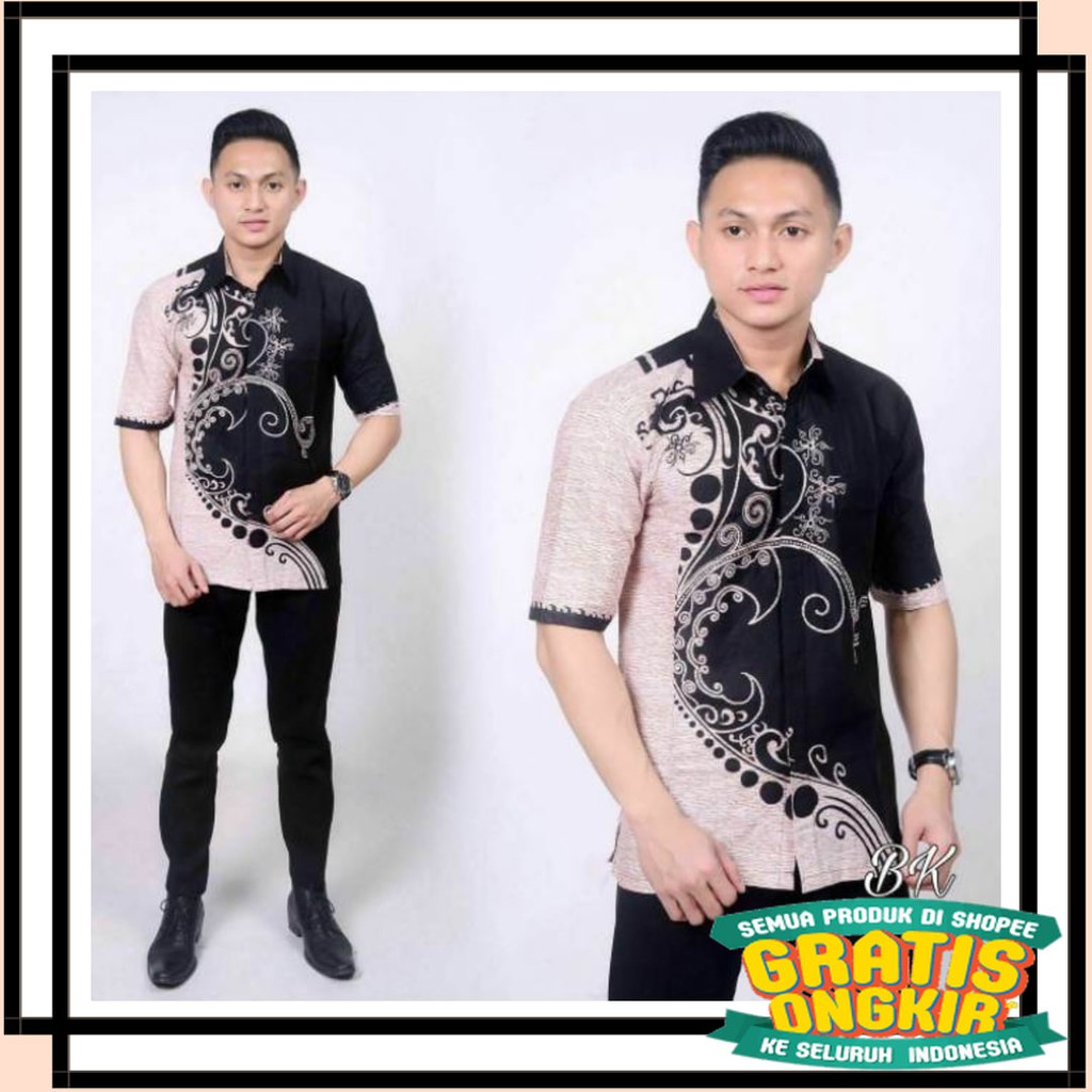 MOTIF TERBARU MODEL KOREA BATIK KEKINIAN SEMARANG / batik pria abu lahab