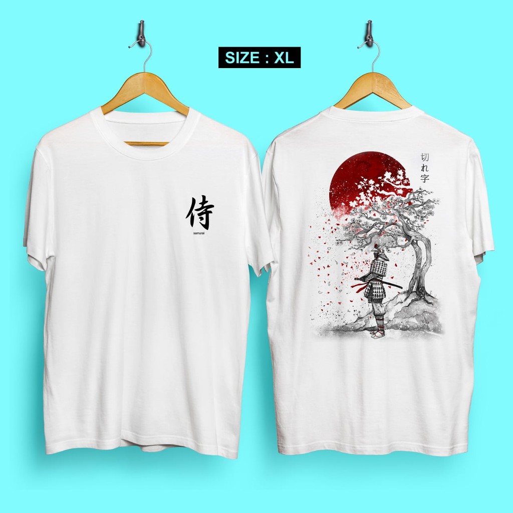 DaveCollection Kaos Pria Distro XL Samurai Sakura Sunset