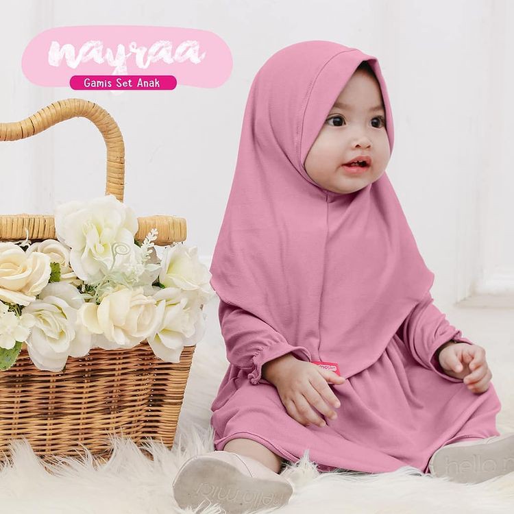 NAYRA SYARI KIDS BL Bahan JERSEY ZOYA USIA 0-12 BULAN Gamis Bayi Perempuan Syari Terbaru 2021 Model Gamis Set Hijab Syari Anak Perempuan Gamis Anak Perempuan