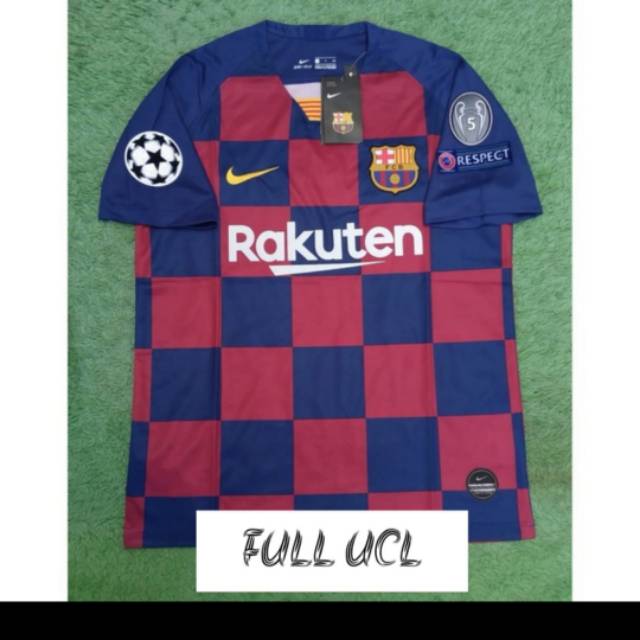 Jersey Barcelona Barca Home FULL PATCH UCL 2019 / 2020 Grade Ori