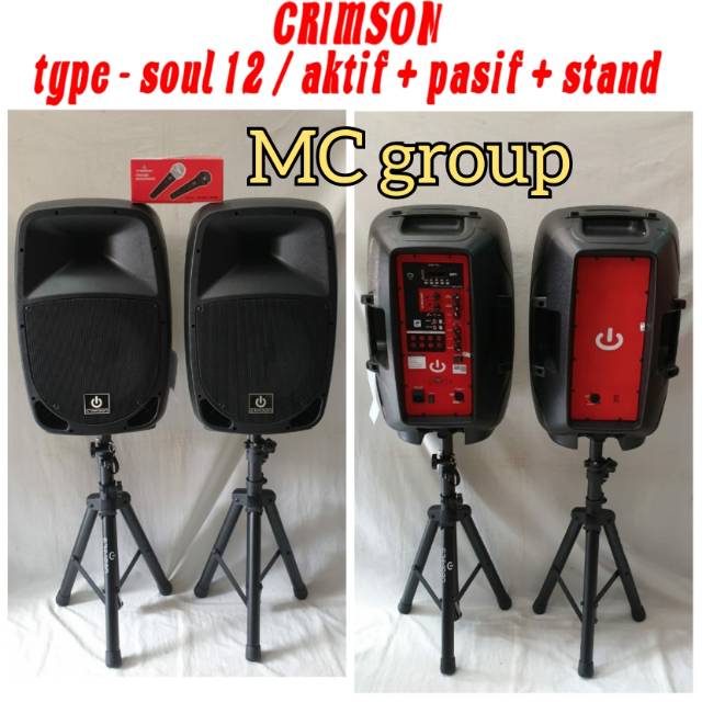 Paket komplit speaker aktif 12 inch Crimson soul 12 "