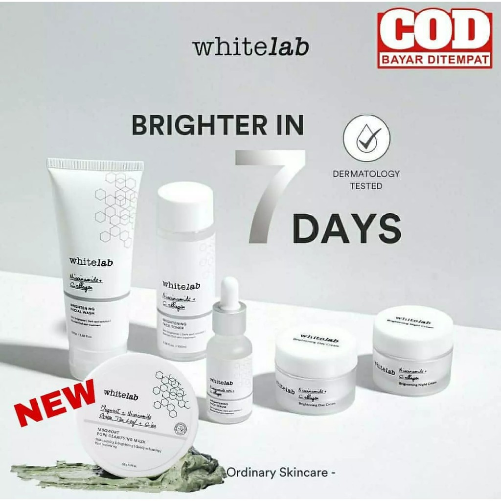 WHITELAB BRIGHTENING FACIAL WASH WHITELAB CREAM DAY CREAM NIGHT MUGWORT MASK WHITELAB SERUM TONER