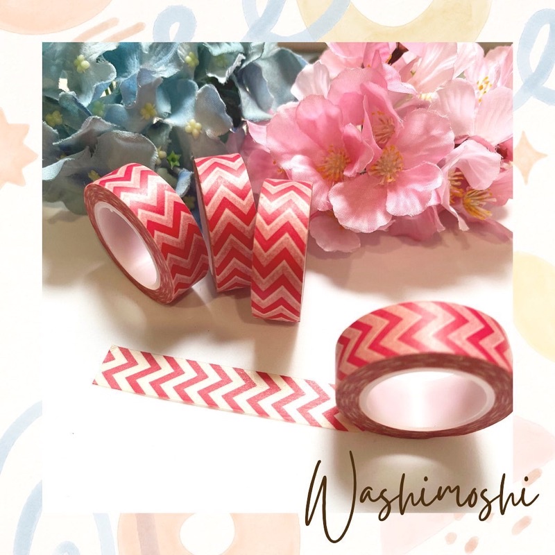 

Washimoshi Masking Washi Tape Red Chevron Design (10 meter)